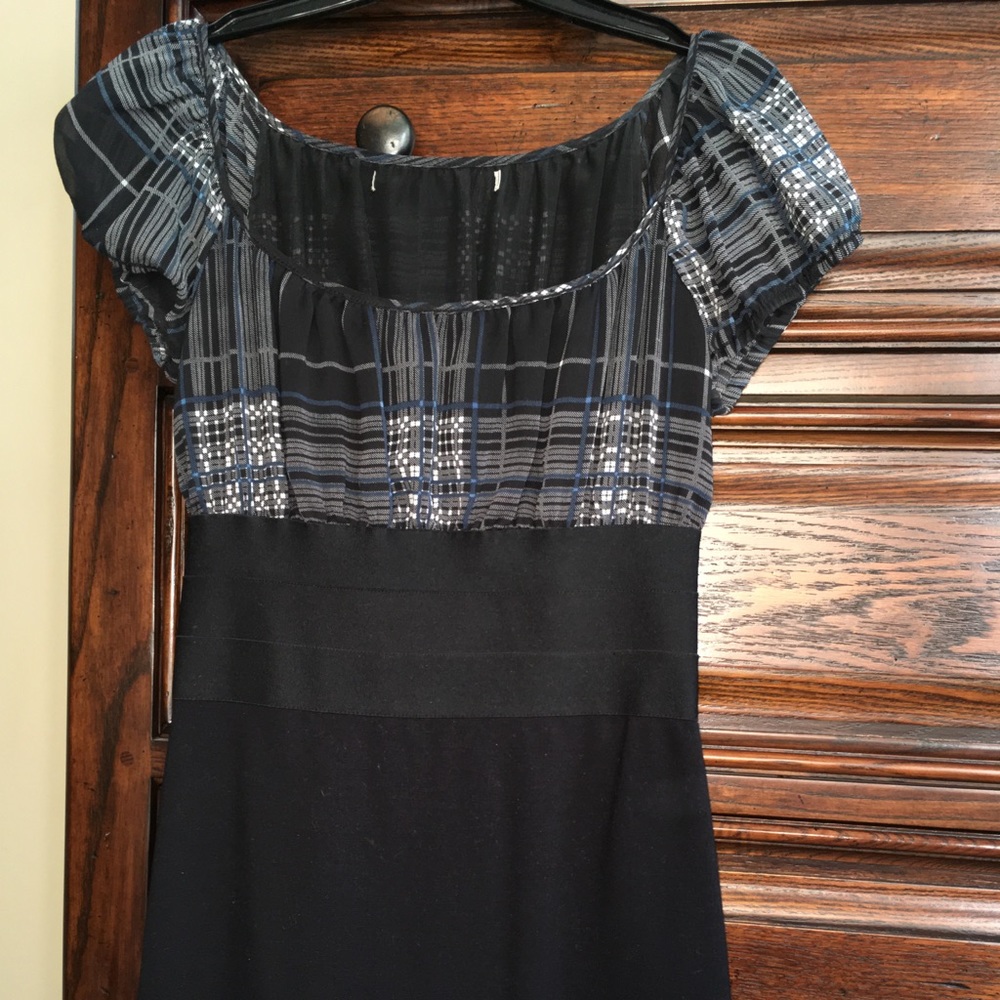 Cotton spandex dress with mesh top